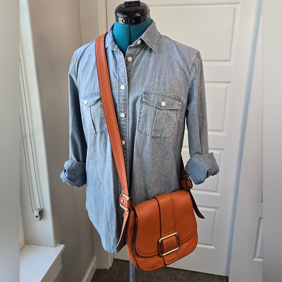 MICHAEL KORS MAXINE LEATHER SADDLE BAG CROSSBODY PURSE BURNT ORANGE WOMEN *FLAW* - Picture 2 of 15